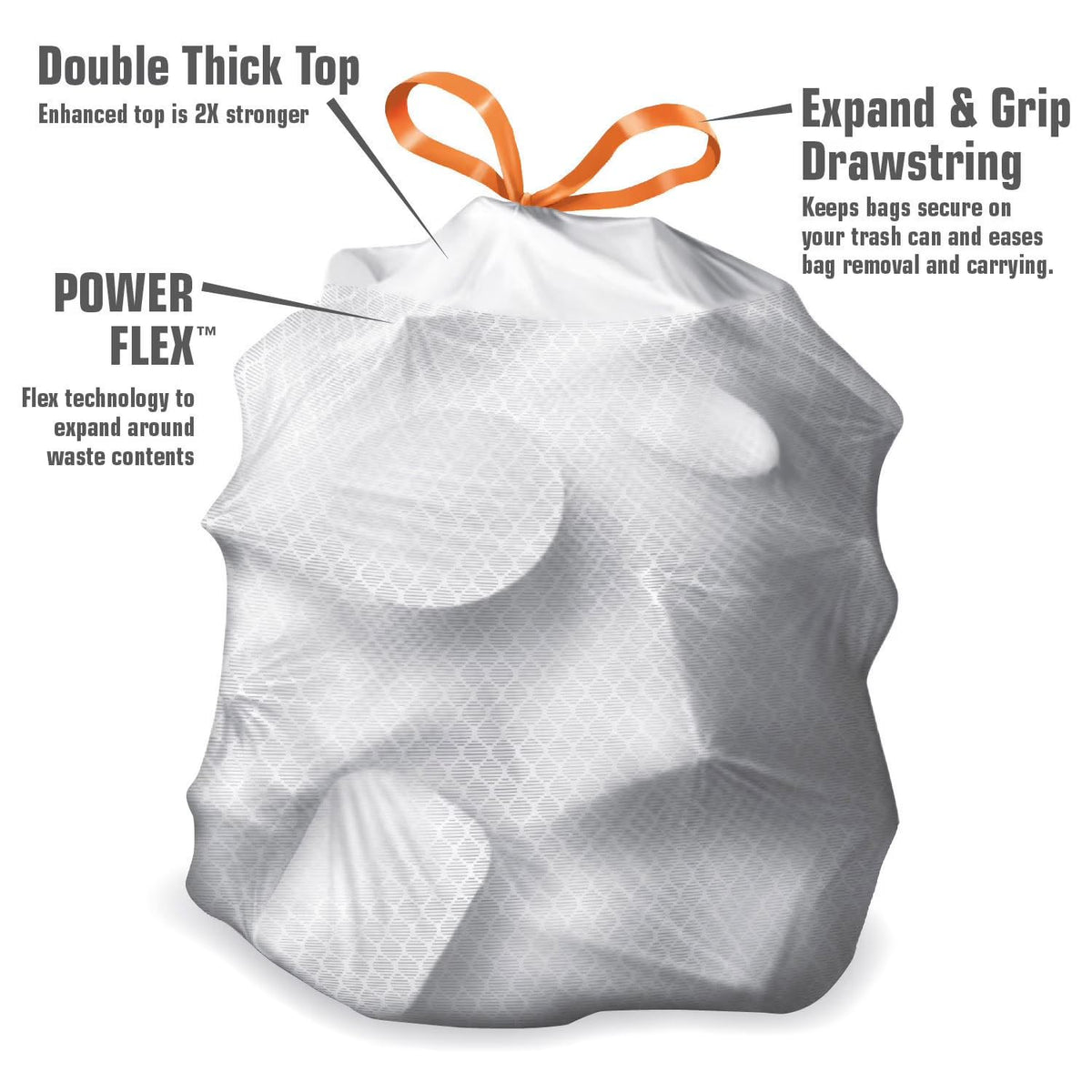 Member Mark Power Flex 13-Gallon Tall Kitchen Trash Bags, Fresh Scent, 200 ct.