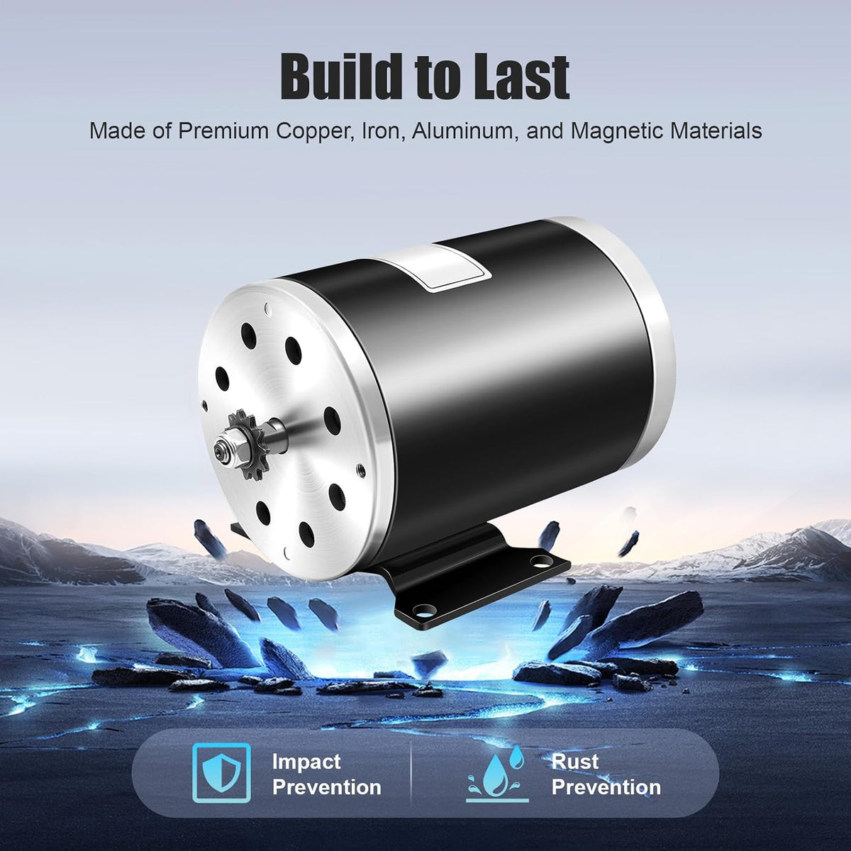 PERFERATE 1000W 36V Brushed DC Electric Motor MY1020 Brush Motor with Bottom Base 3000 RPM Electric Scooter Motors 25H-11T Chain Drive for Mini Bike, Go Cart, E-Bike, Scooter