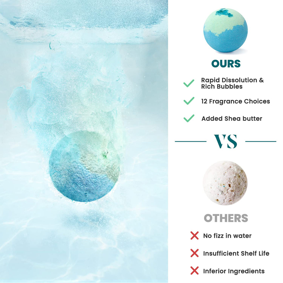 Bath Bombs for Women, Handmade Natural Bath Bomb with Shea Butter