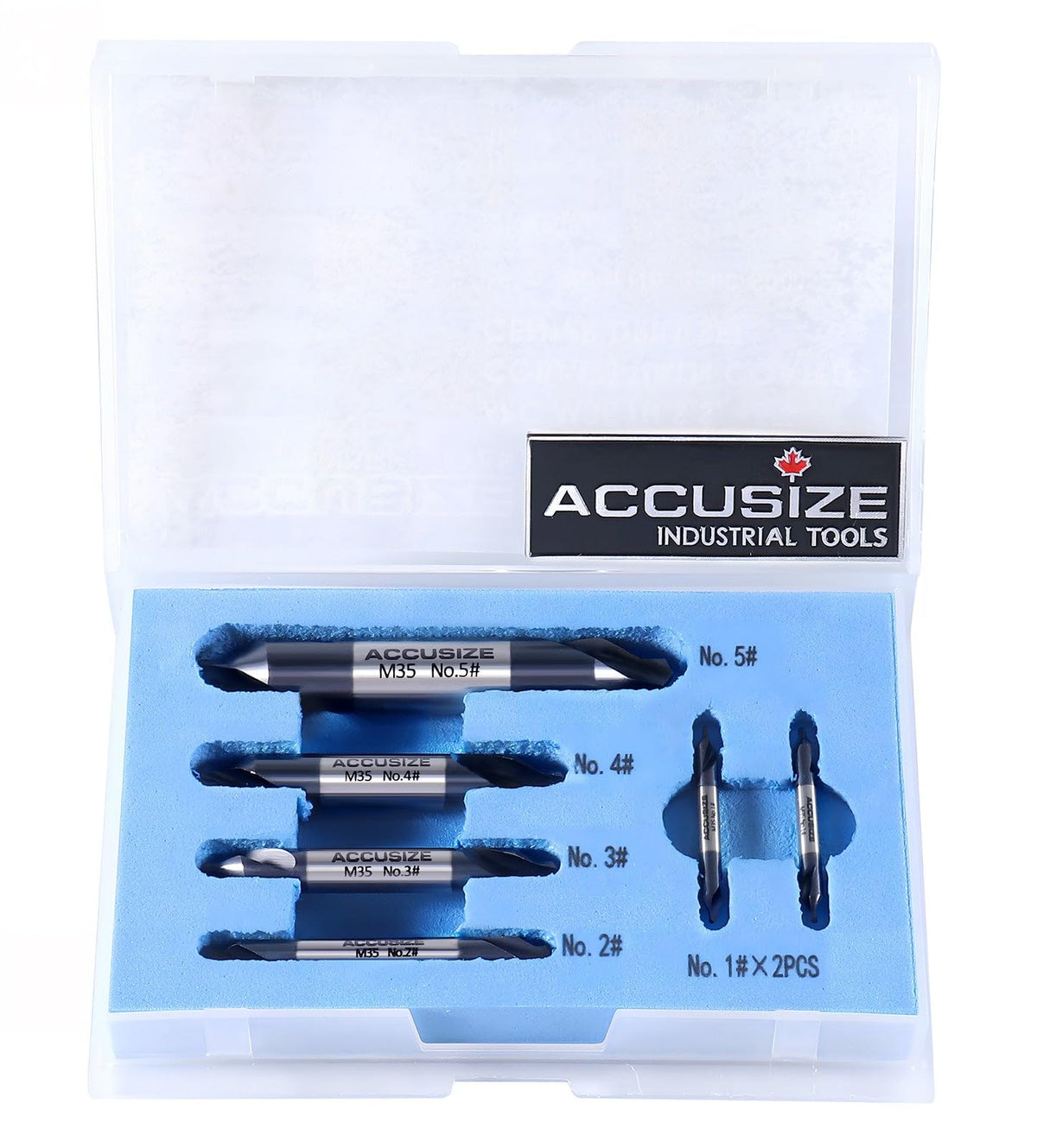 Accusize Center Drill Set, #1-#5, 3/64"-3/16", 6-Pc, M35 TiAlN, 3500-6001