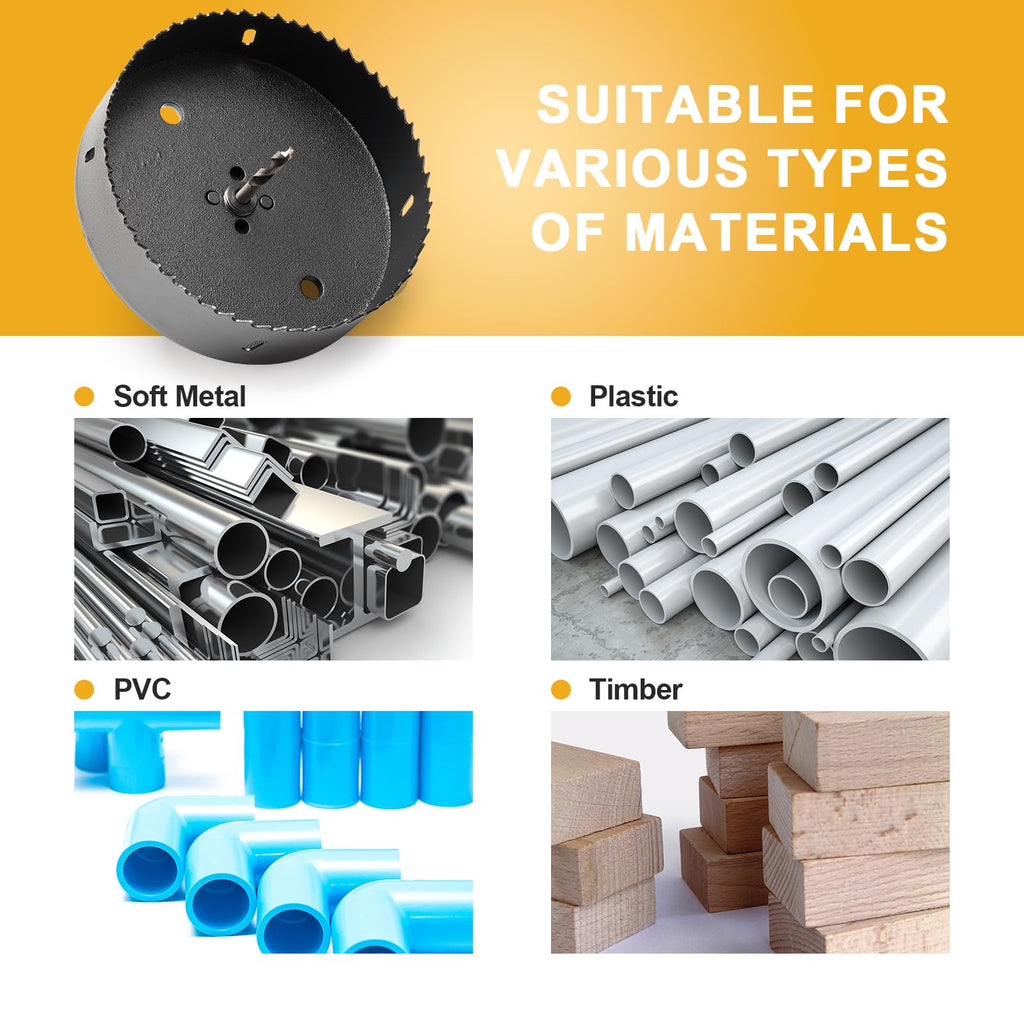 3 1/4 inch Hole Saw Drill Bit for Metal and Wood, M42 Bi-Metal Hole Cutter with 1.5” Cutting Depth for Plywood, Fiberglass, Acrylic, Drywall and Sheet Steel