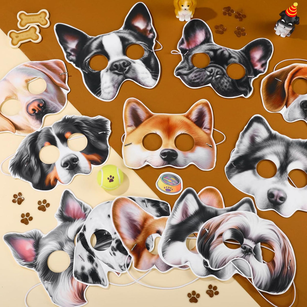 12 Pcs Dog Party Masks for Kid Funny Soft Animal Masks Puppy Themed Decoration for Pet Costume Cosplay Party