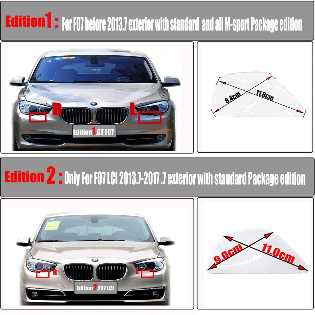 Headlight Washer Cover for 14-17 BMW GT Series F07LCI Gran Turismo GT5 Fit 5GT 535i 535ix 550i 550ix 2014 2015 2016 2017 Cleaning Headlamp Spray Nozzle