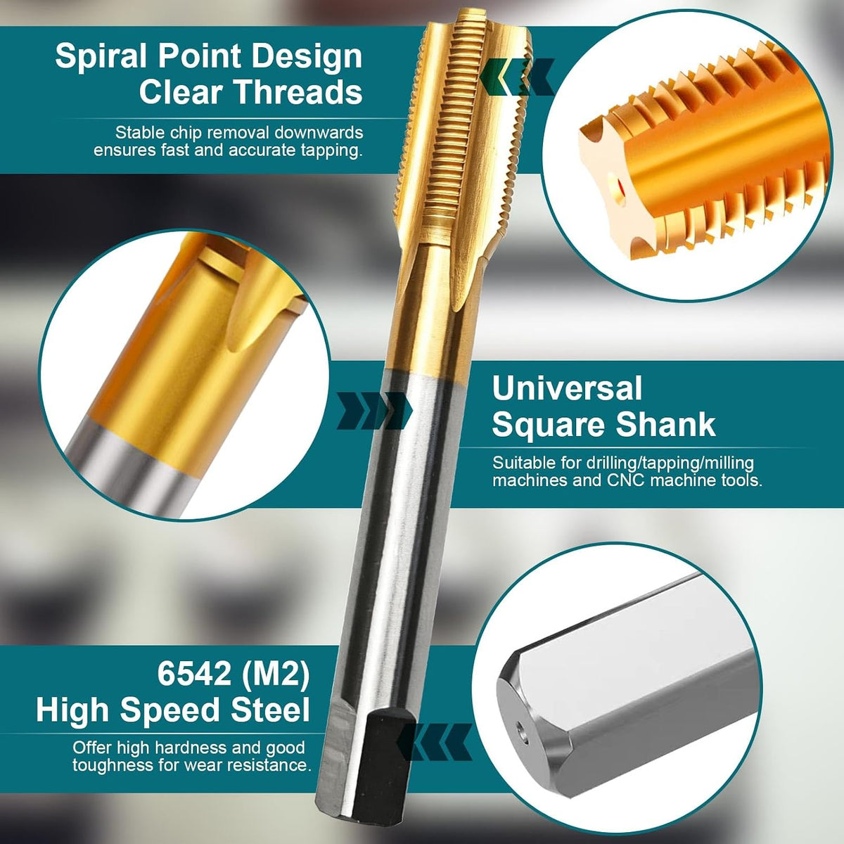 1/2"-13 UNC Thread Tap, M2 HSS Right Hand Thread Milling Tap