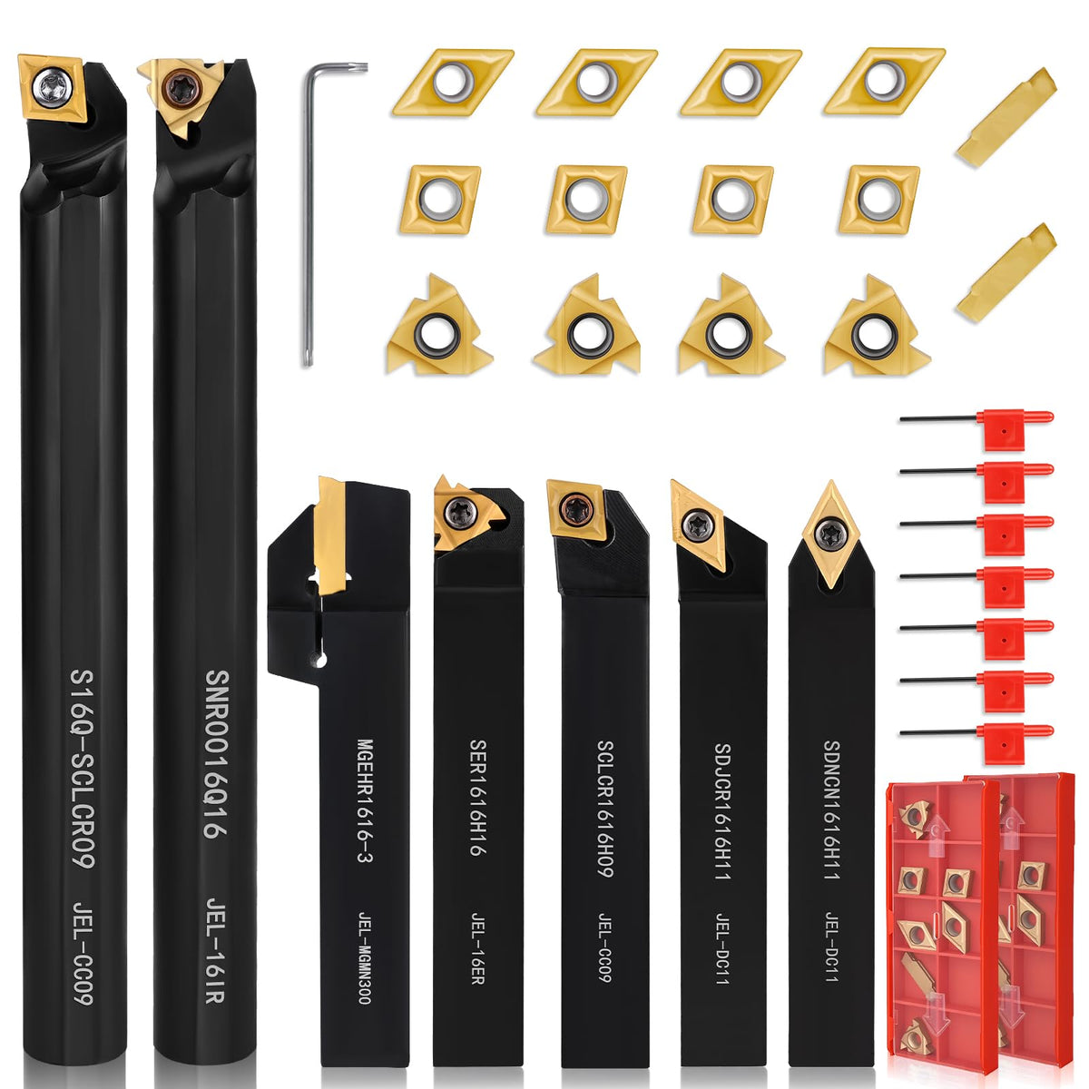 VERFUTHL Indexable Lathe Turning Tool 21Pcs Kit 5/8" 16mm Shank for Turning