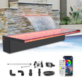 Waterfall Spillway, APP Control Multi-Color LED Light Outdoor Pool Fountain, Acrylic Water Spillway Koi Pond