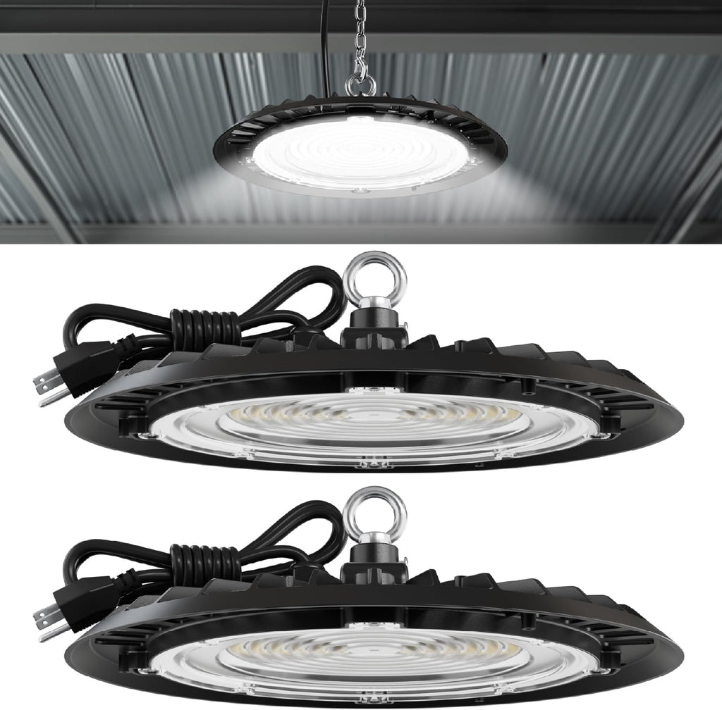 Sunco 2 Pack UFO LED High Bay Lights, Plug & Play, 150W, 19500LM, 6000K