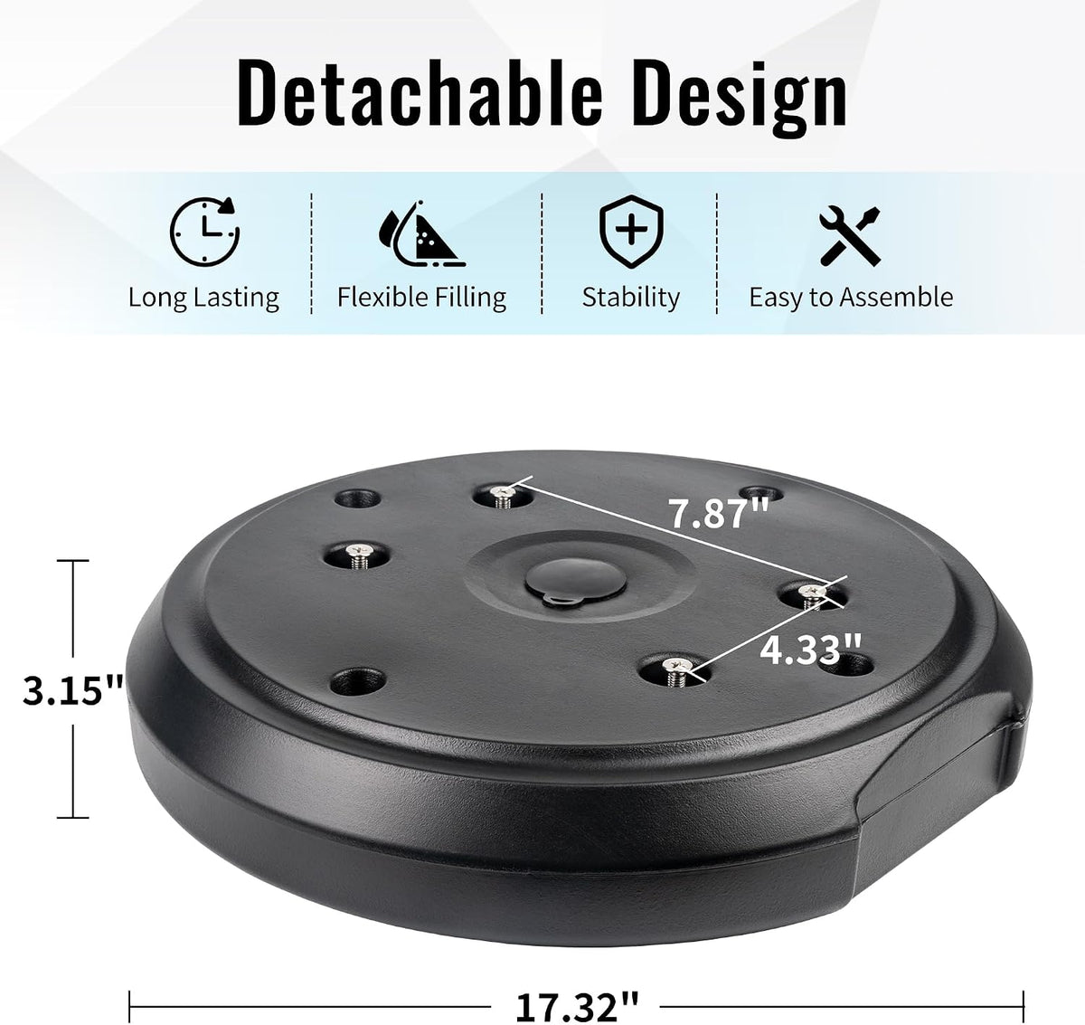 Patio Heater Weight Sand/Water Box – 26.5 lbs Max Capacity Base Stabilizer, Weather-Resistant Resin Bladder for