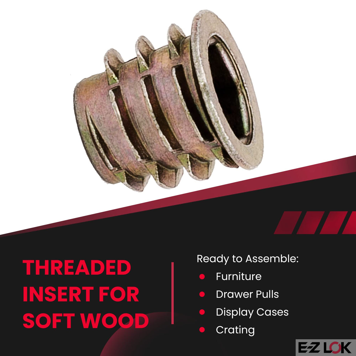 E-Z LOK Thread Insert, Hex Flanged, 0.3125-18, 0.512 in, 50 ct
