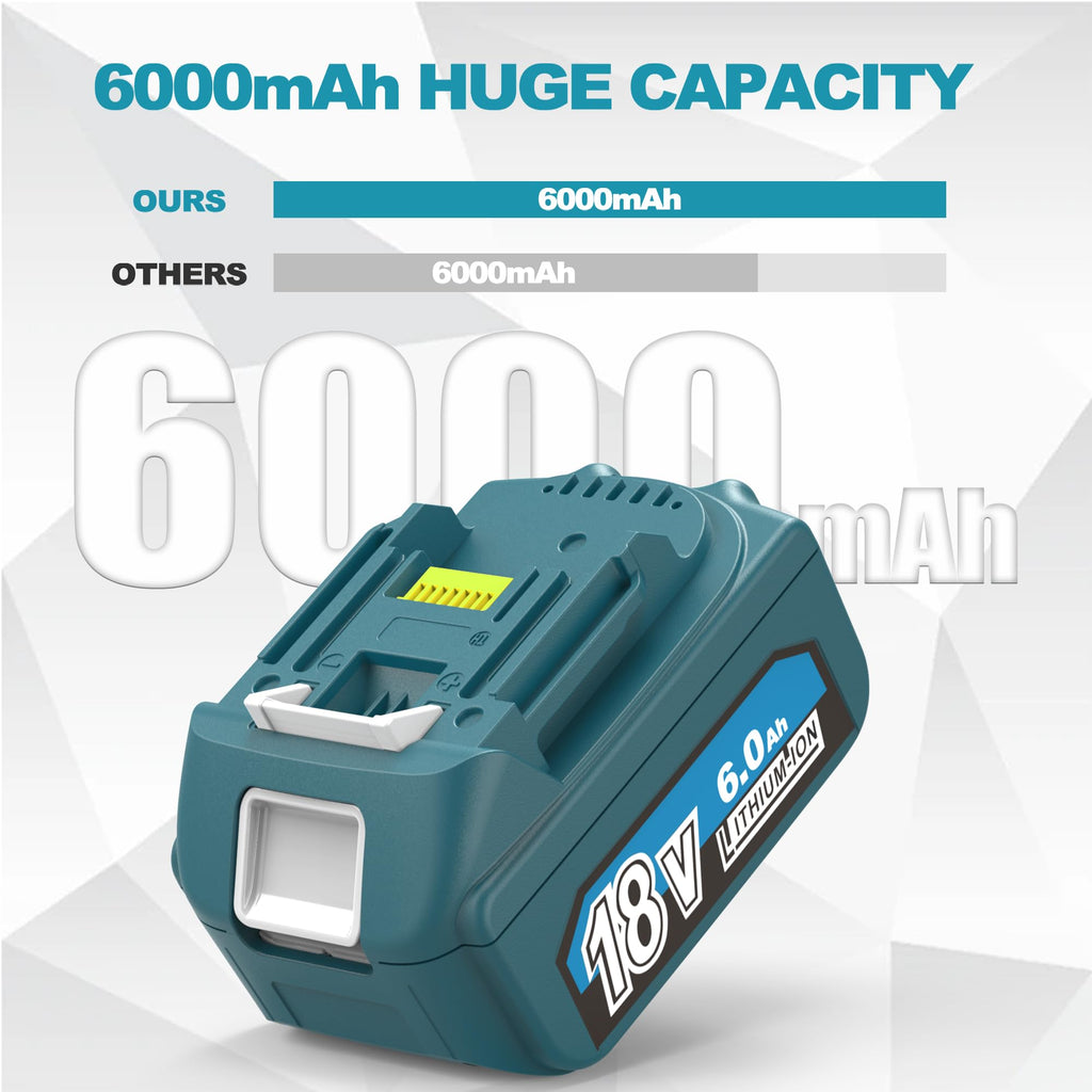 6.0Ah 18V Battery Replacement for Makita 18V Lithium Battery