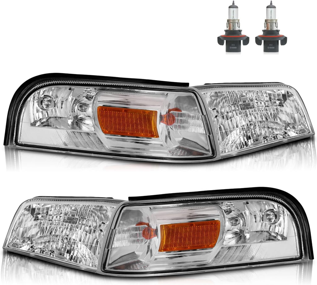 Headlights W/Bulbs for 2006-2011 Mercury Grand Marquis
