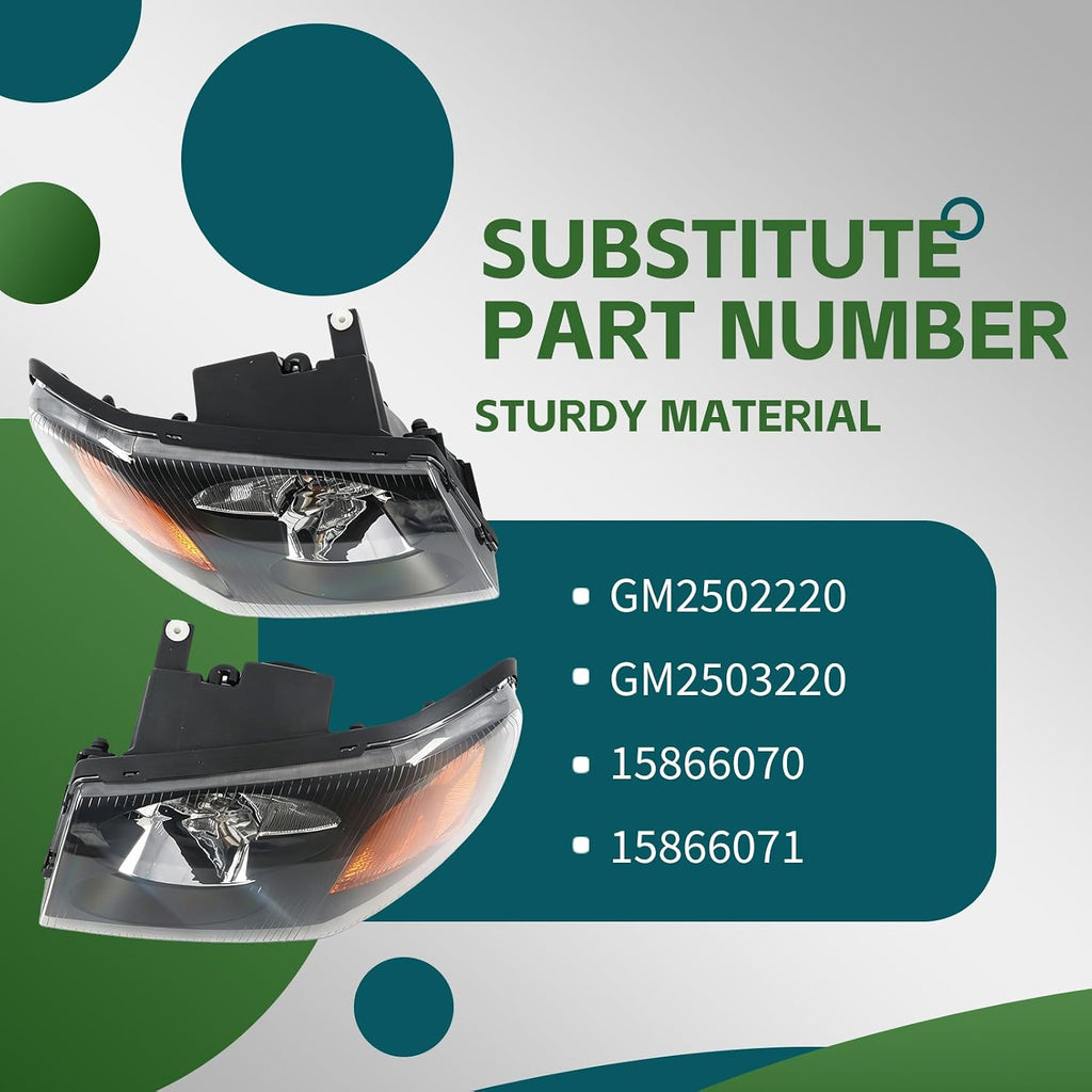 Headlight Compatible with Envoy 2002-2009 GM2502220 GM2503220