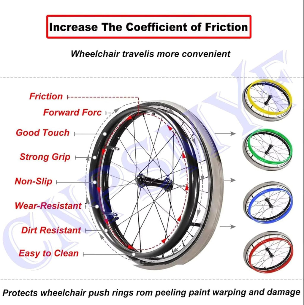 24inch Silicone Wheelchair Push Rim Covers, Non-Slip Wear-Resistant Hand Push Cover, Wheelchair Handrim Covers, Wheelchair Rear Wheel Cover for Improve Grip and Traction