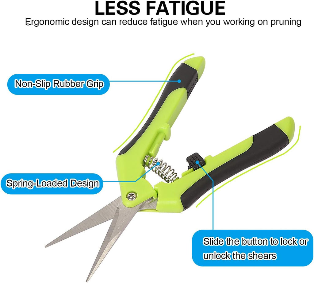 8 Pack 6.5 Inch Bud Trimming Scissors, Professional Stainless Steel Gardening Hand Pruners Micro-Tip Pruning Snips