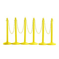 Montour Line Plastic Stanchion Kit, 6 Yellow Posts with 50-Foot Chain