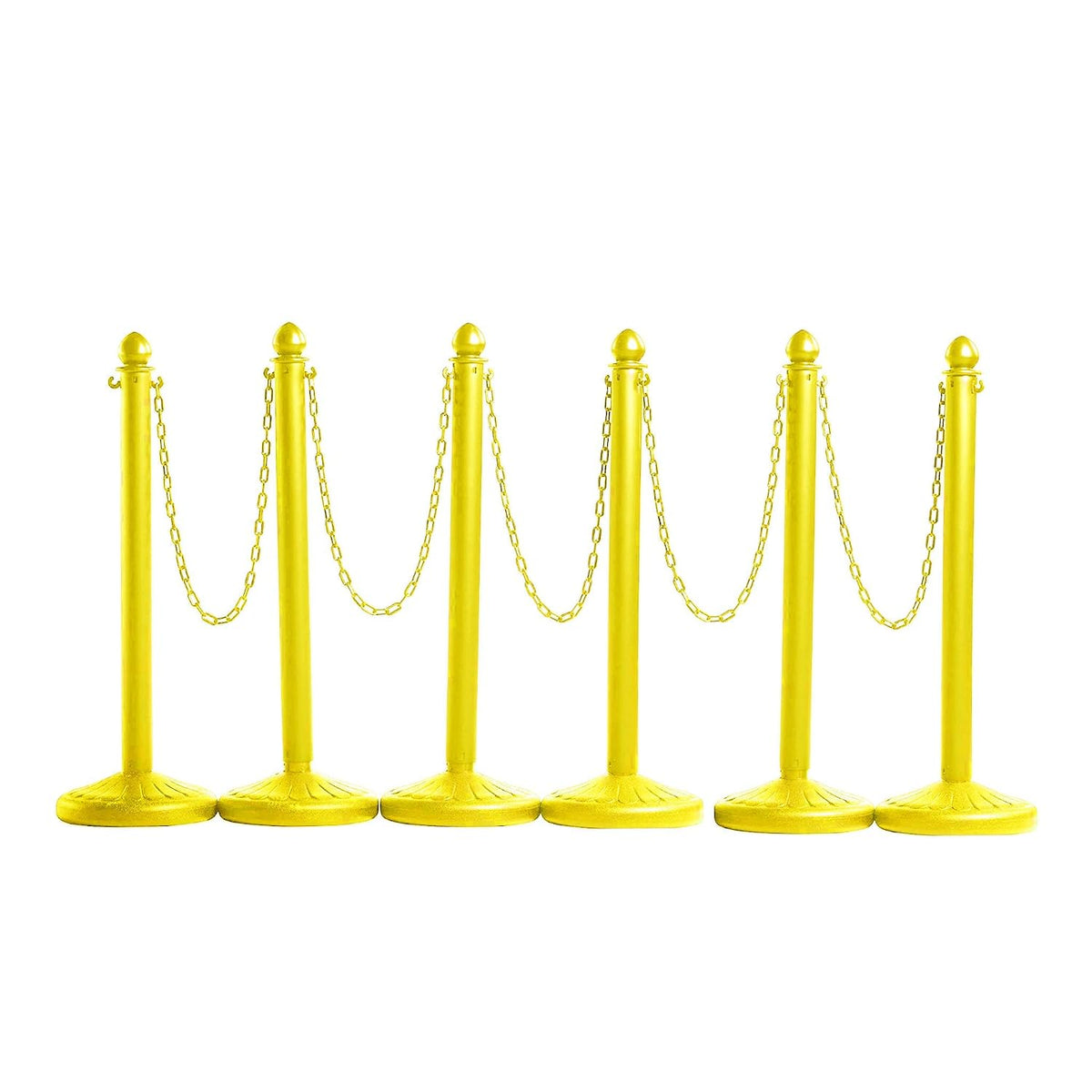 Montour Line Plastic Stanchion Kit, 6 Yellow Posts with 50-Foot Chain