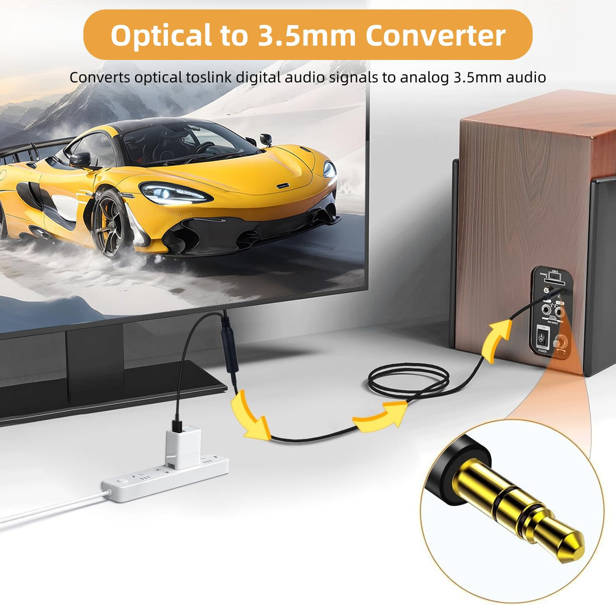192KHz DAC Optical to 3.5mm Converter,Optical Audio Cable to AUX Cable Adapter,Digital to Analog Audio Converter for