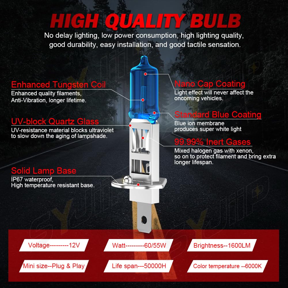 Compatible with Ford Focus 2012 2013 2014 2015 2016 2017 2018 Halogen Bulbs