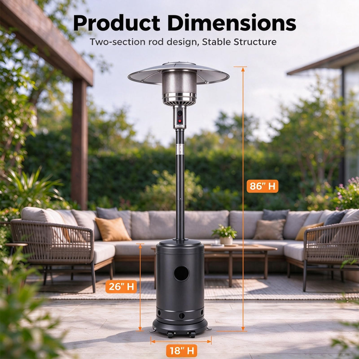 50,000 BTU Patio Heater, Propane Heater for Outdoor Use