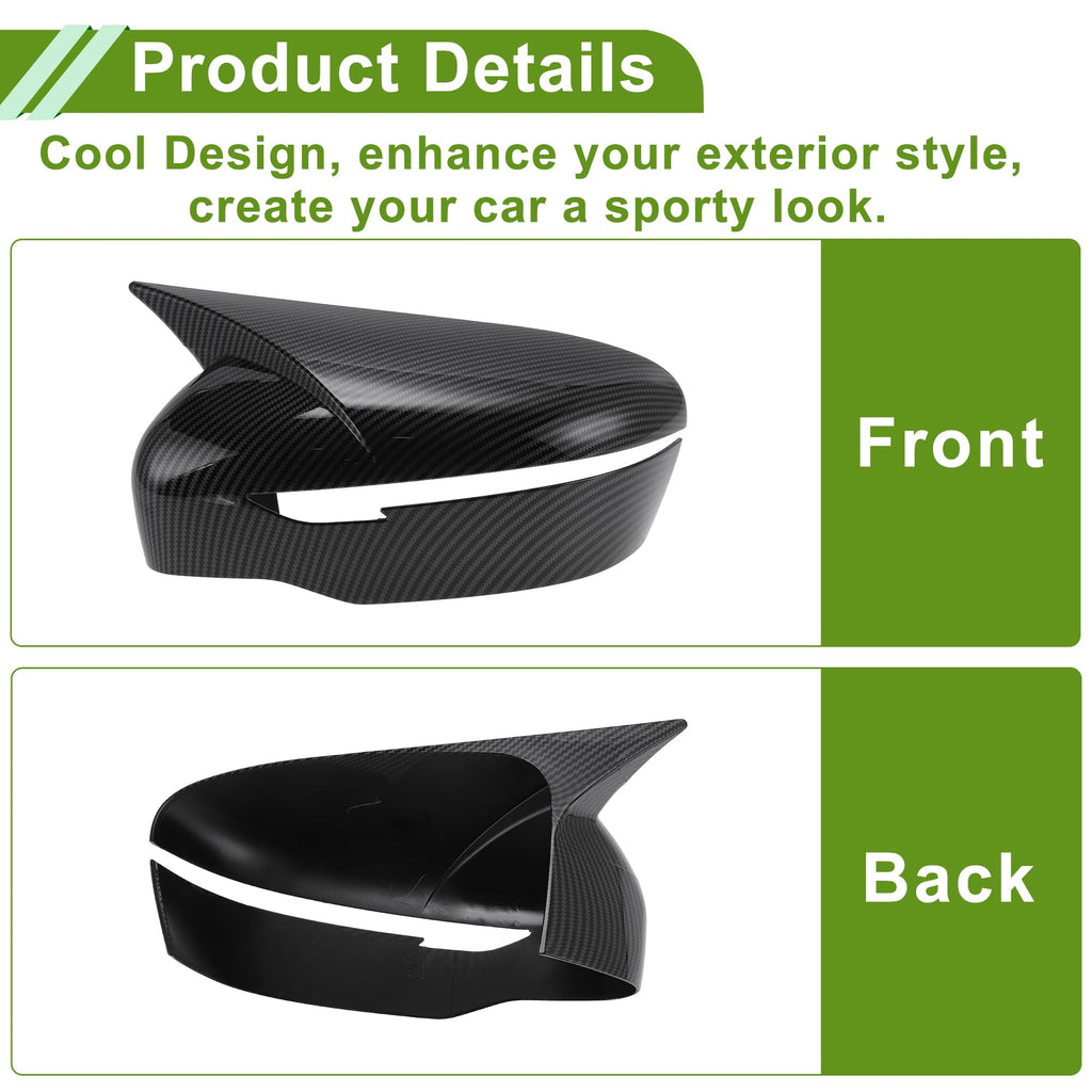 Motoforti 1 Pair ABS Mirror Cover Cap Black for Nissan Rogue 2014-2020 Ox Horn with Turn Signal Hole Side Mirror Cover