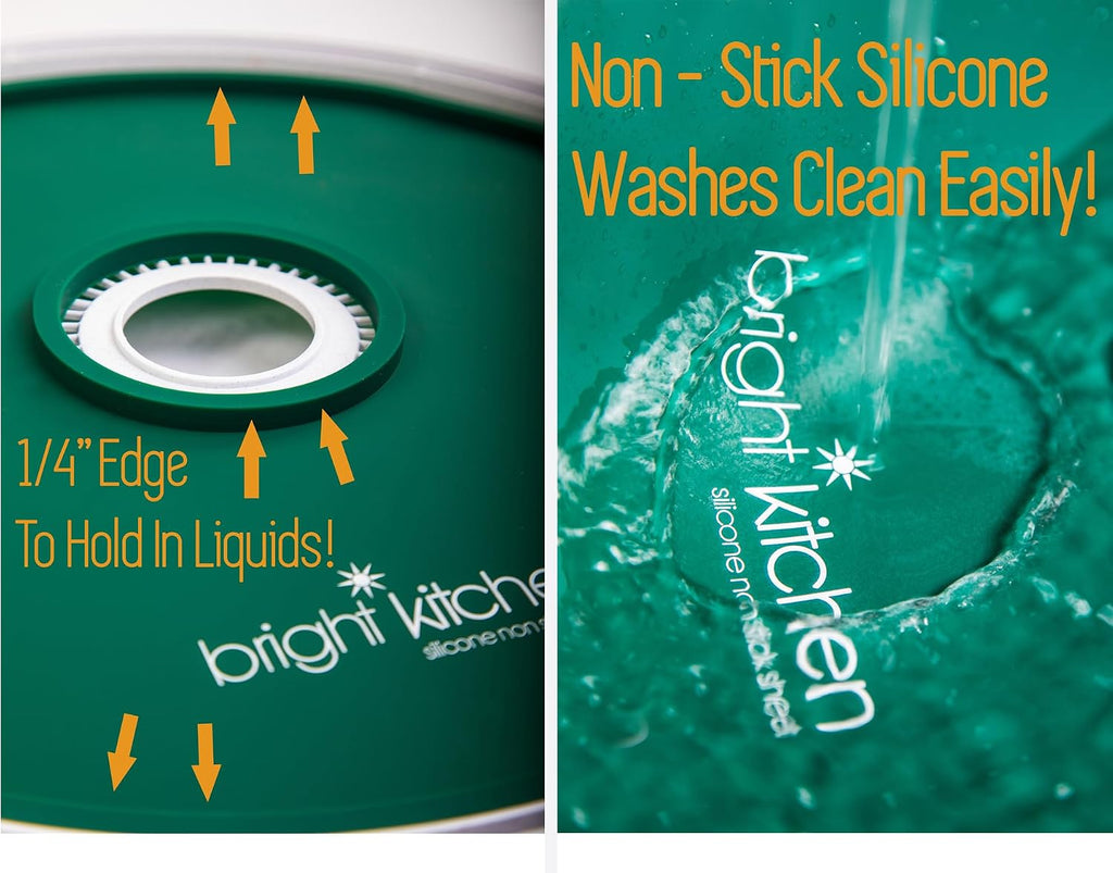 2 Edge Fruit Leather Silicone Dehydrator Sheets for Nesco Round Dehydrators Lip Mold Hold Batter Liquid Fruit Roll Up