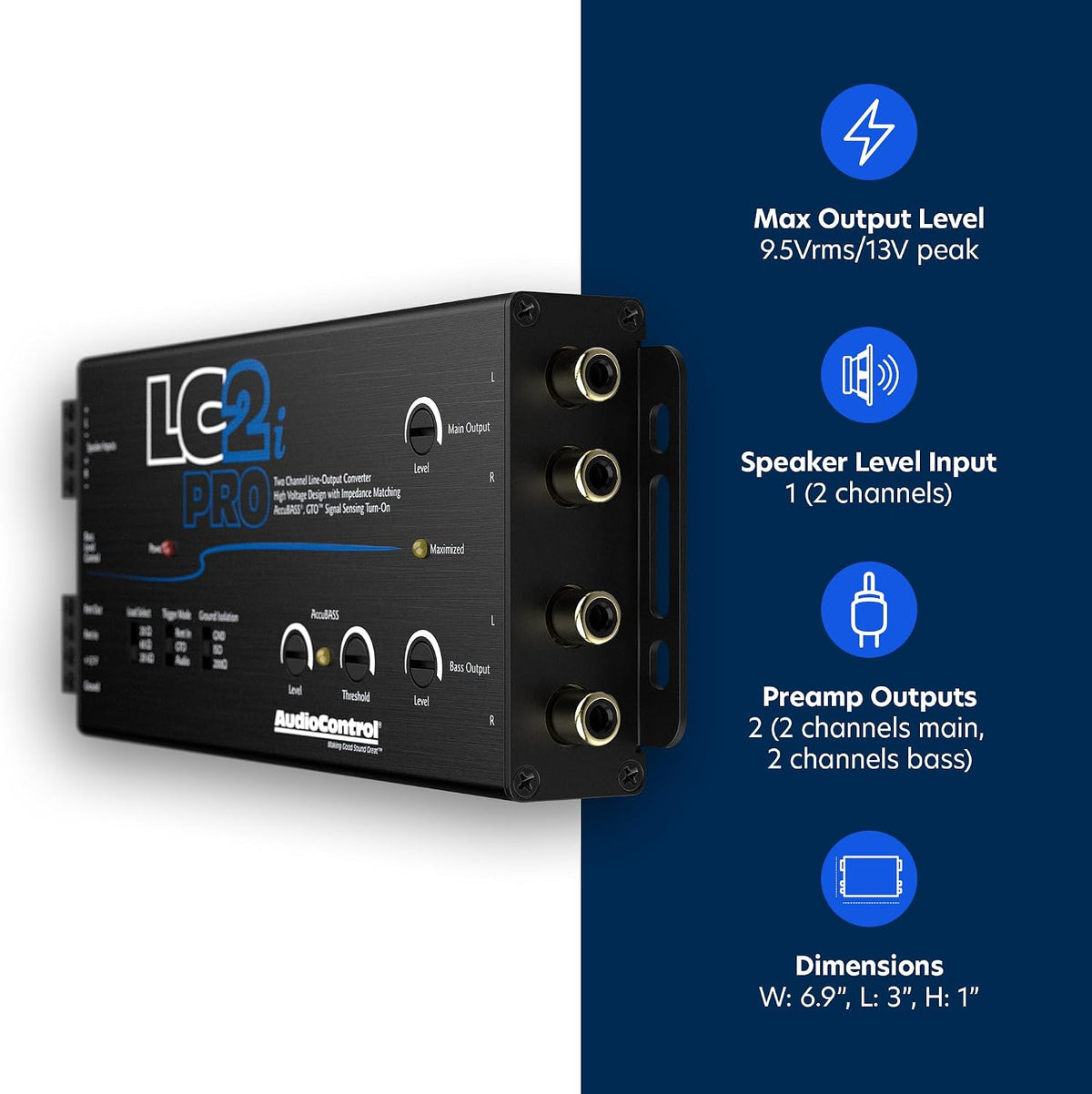 LC2i PRO 2-Channel Active Line Output Converter with AccuBASS for Adding Subwoofers, Amplifiers to Factory Car Audio