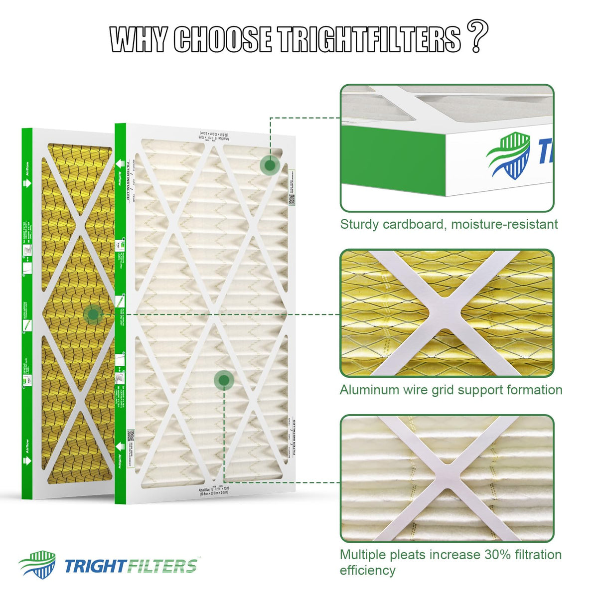16x20x1 Air Filter 6 Pack, MERV 11 Dust & Pet Dander Defense