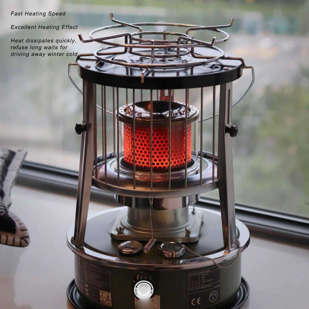Portable Kerosene Heater, Adjustable Height 5.2L Tank 20-25 Hours Heat for Indoor Outdoor Use, with Safety Net and