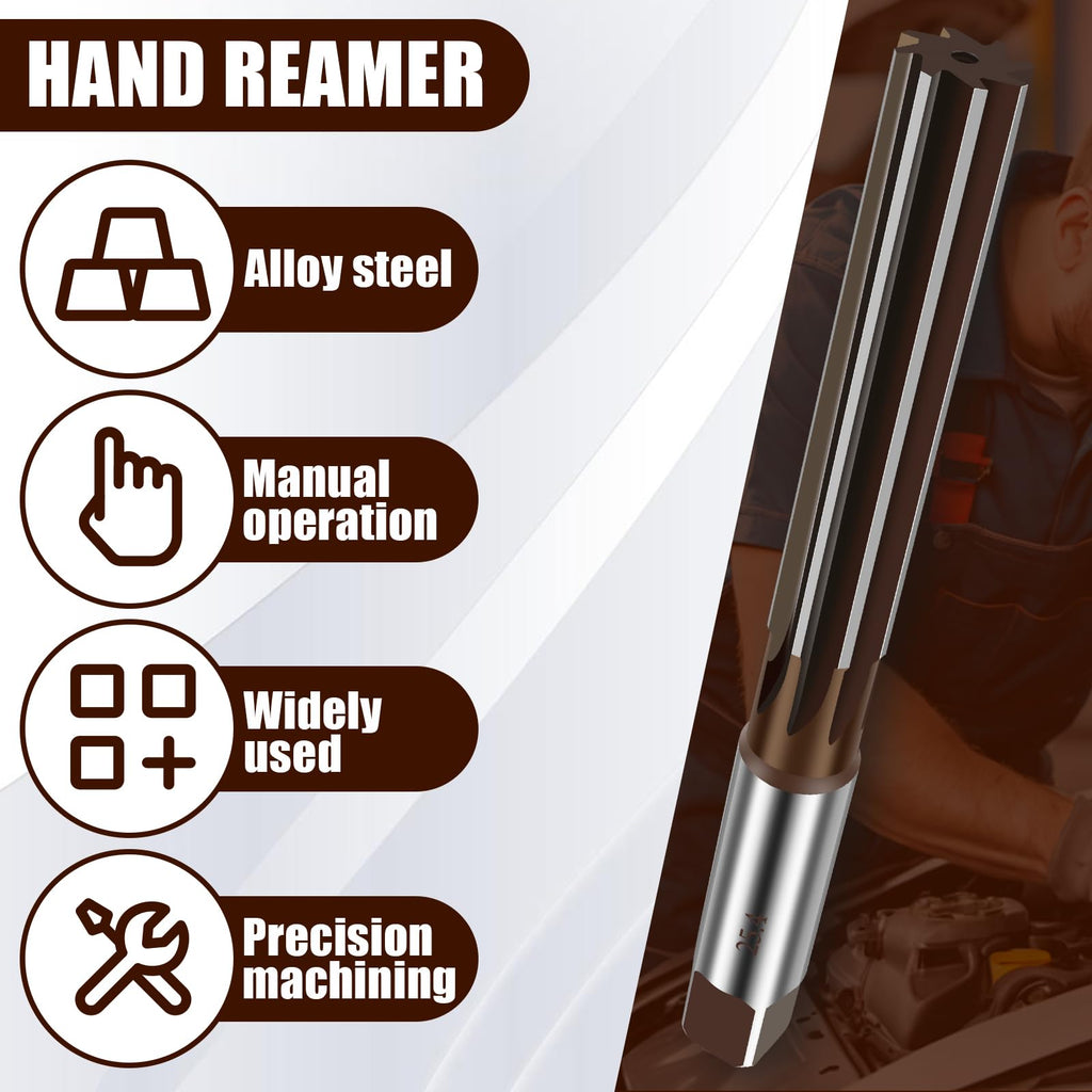 Hand Reamers, 7/8" / 1" Alloy Tool Steel, H8 8 Straight Flutes Steel Cutting Tool Metric Reamer Drill Bit for Metal Wood Hole Reaming, Flexible Efficient Reamer Tool Robust Stable Hand Reamer (1")