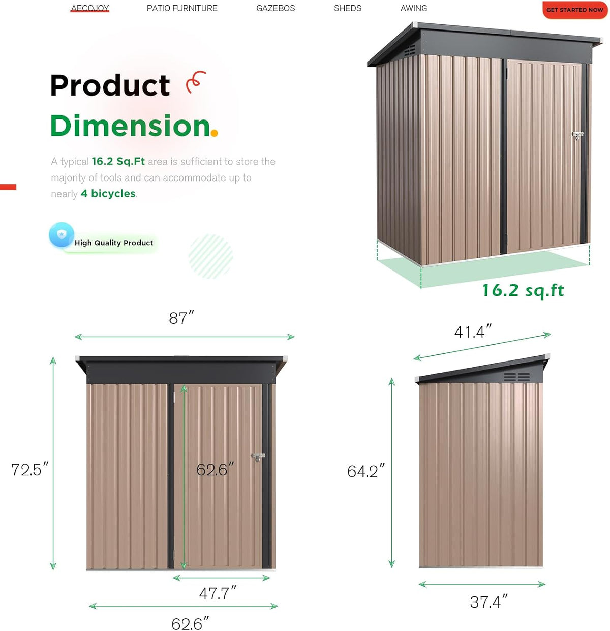 5' x 3' Outdoor Storage Shed