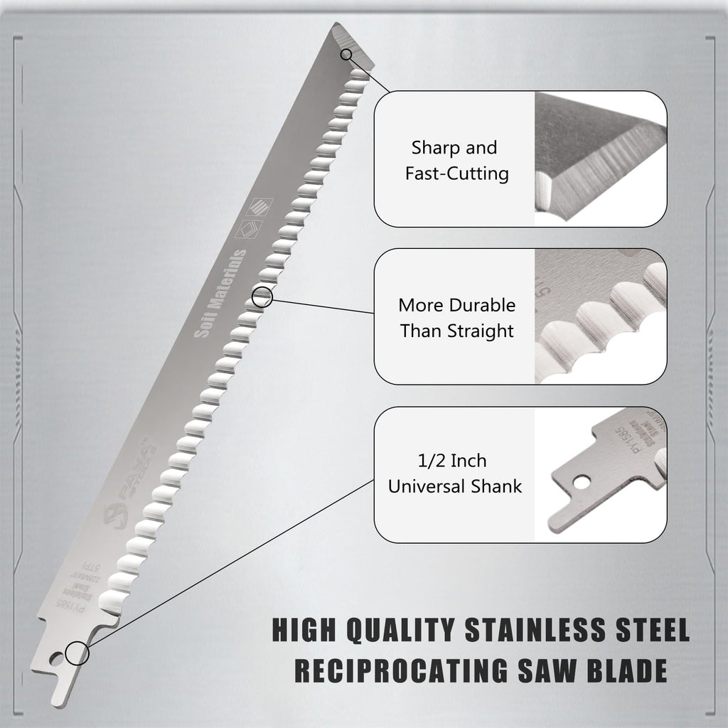 PAYA TOOLS 3 Piece 9-Inch Reciprocating Saw Blades for Foam Insulation
