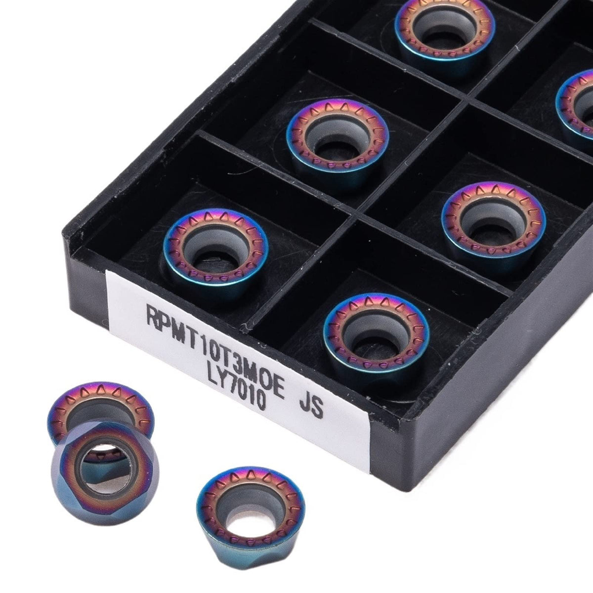 Carbide External Turning Insert 2PCS Turning Tool RPMW1003 RPMT10T3 Blue Cemented Carbide Milling Insert Metal Blade of CNC(RPMT10T3)