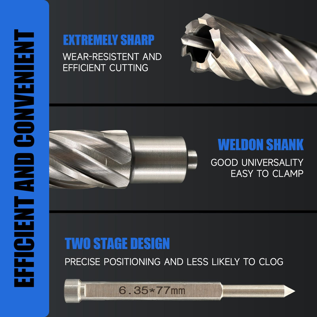 1PC M2AL HSS Annular Cutter 13/16" Cutting Dia 1" Depth 3/4" Weldon Shank