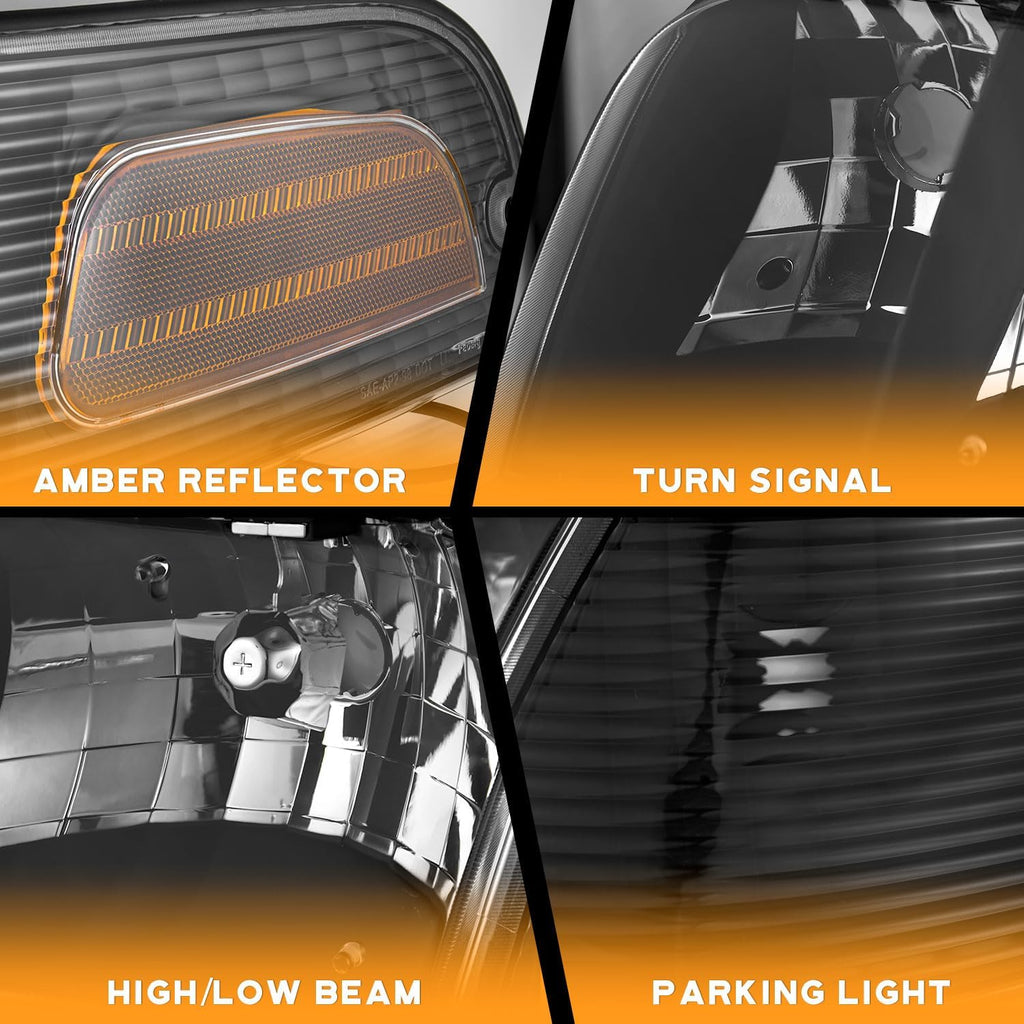 WEELMOTO Headlights for 1998-2011 Ford Crown Victoria W/Corner Lights