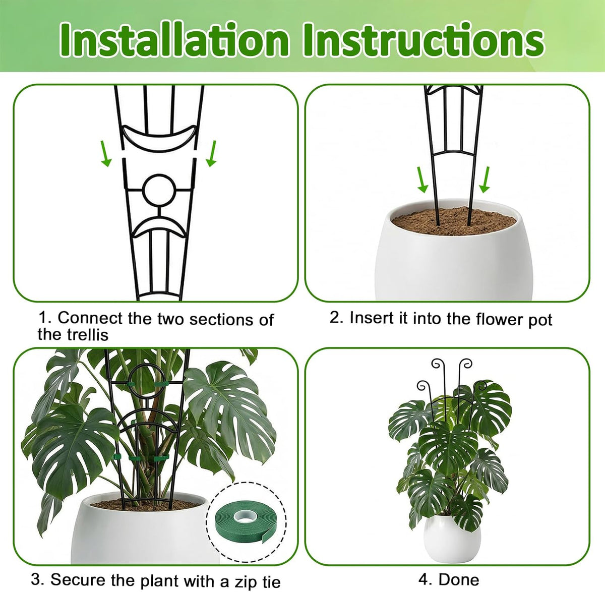 Monstera Plant Support - 32.6 Inch Tall Trellis with 2 Pack Plant Stakes for Your Large Climbing Monstera Deliciosa |