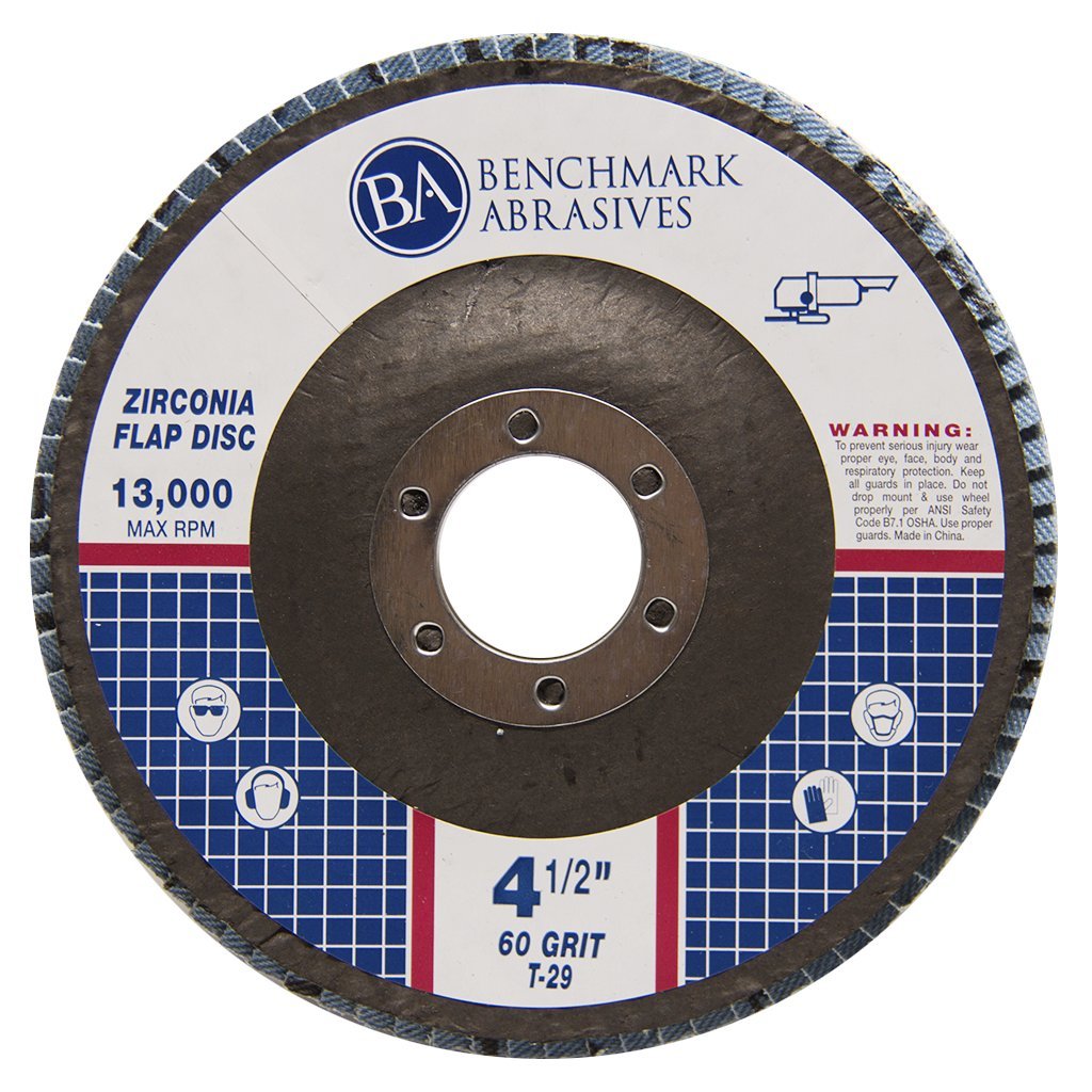 Benchmark Abrasives 4.5" Type 29 Zirconia Flap Discs, 60 Grit, 100-Count