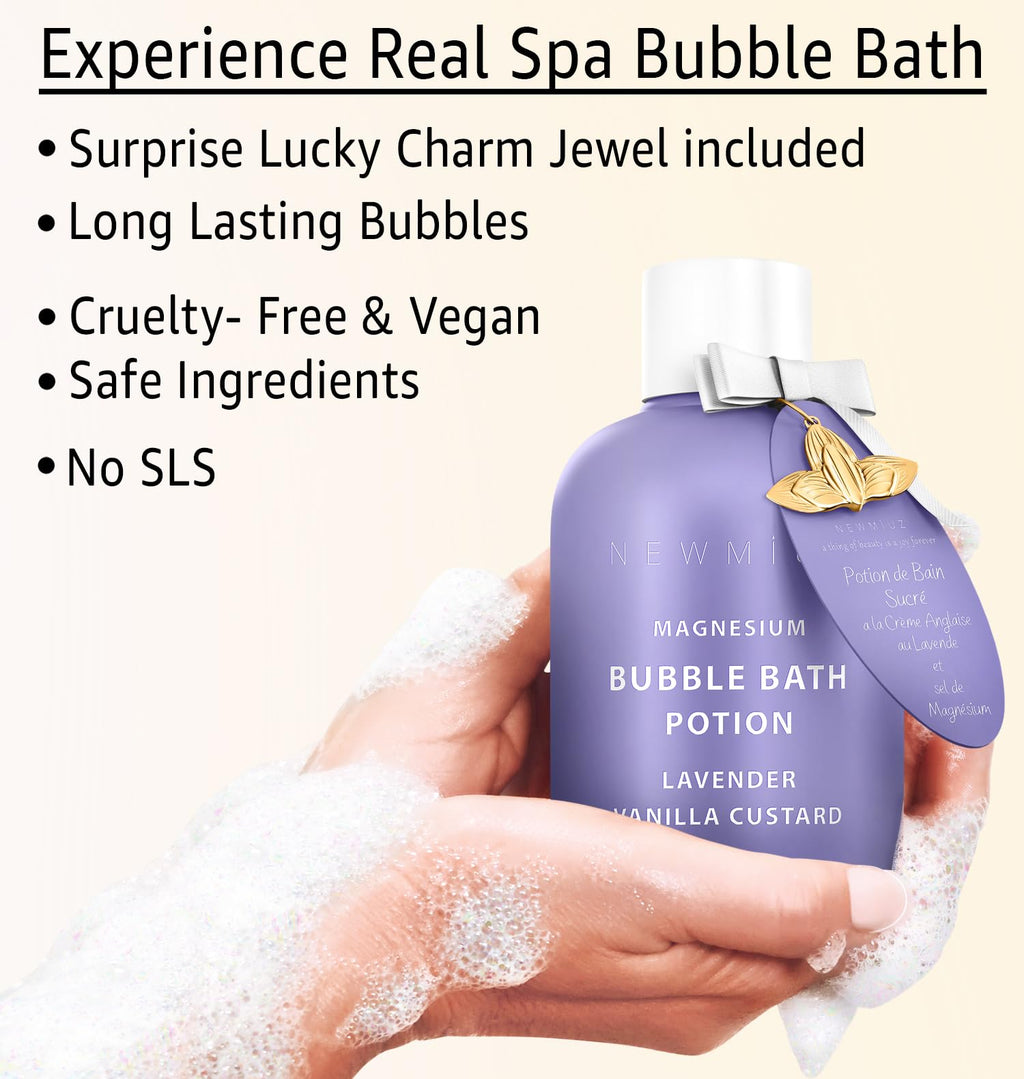 Magnesium Bubble Bath Lavender Vanilla Long Lasting Foaming Bath for Sore Muscles Epsom Salt Moisturizing Relaxing