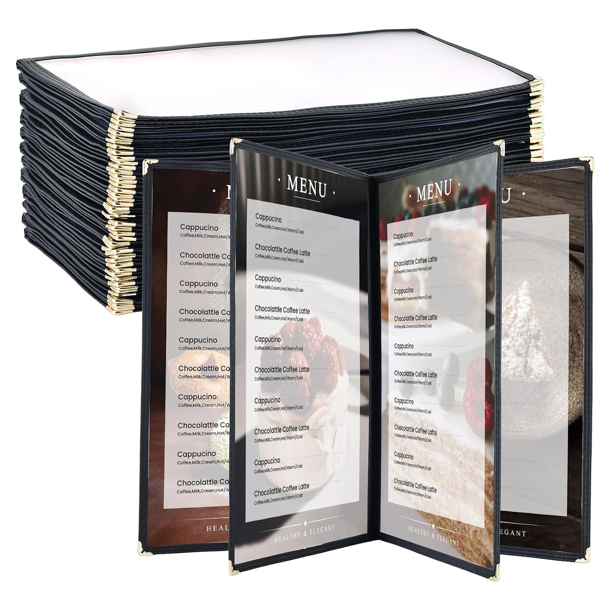 Restaurant Menu Covers 8.5 x 14, 12 Pack, 4 Page 8 View Books