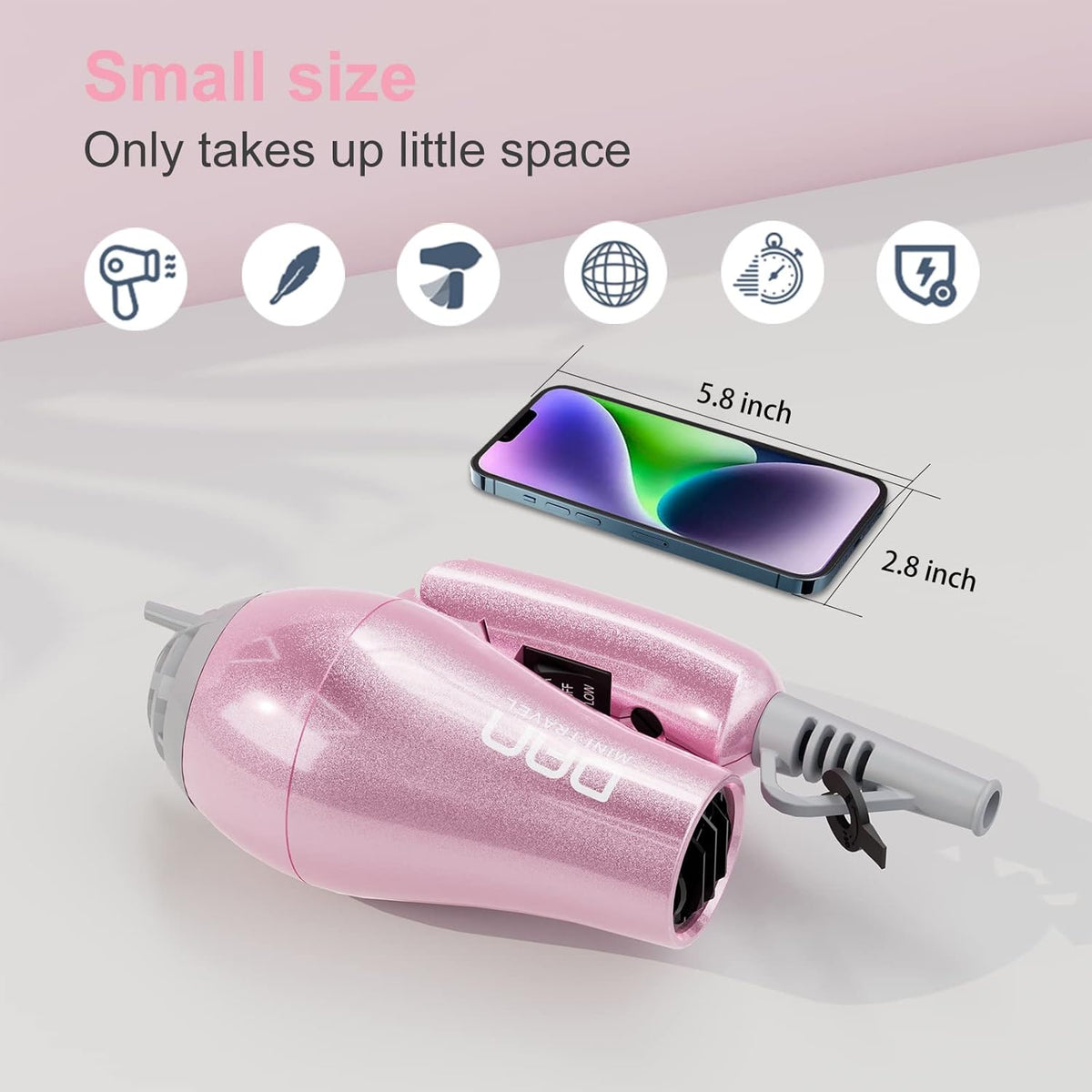 Hair Styling Set, Including Travel Hair Dryer, Mini Flat Iron, and Travel Curling Iron with European Plug, Dual