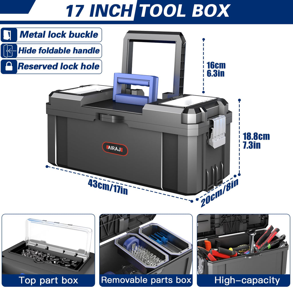 3 In 1 Rolling Tool Box with Wheels, Stackable Tool Box,17 +19 +21 In