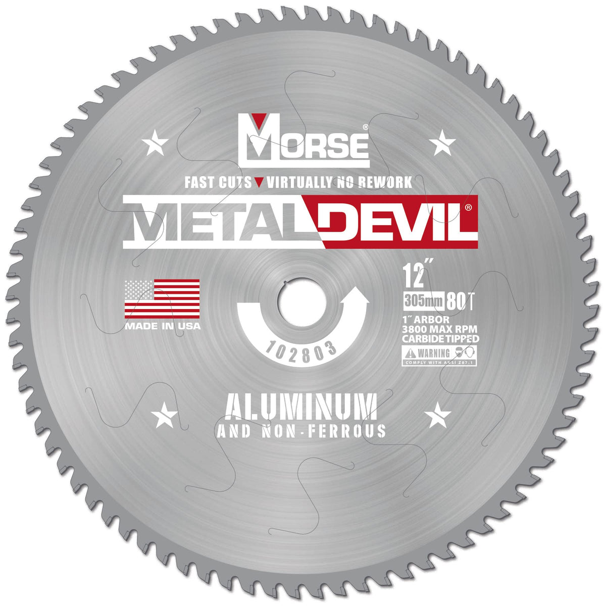 Morse Metal Devil CSM1280FNFC, Circular Saw Blade, Carbide Tipped, Aluminum Cutting, 12 inch, 1 Pack