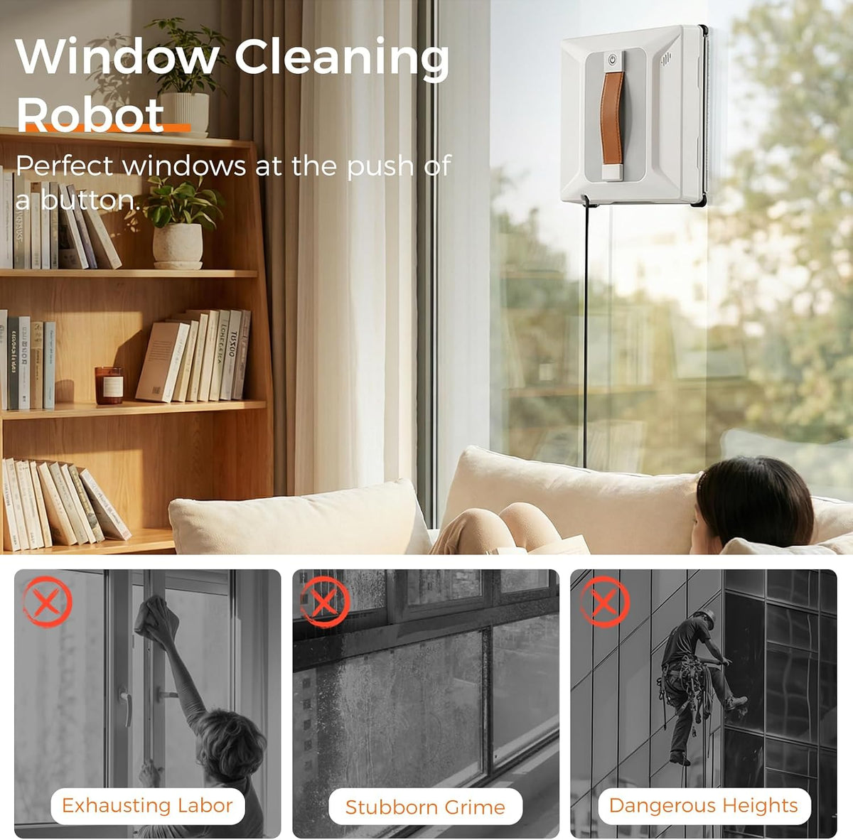 Automatic Window Cleaning Robot 3500Pa with APP and Remote Control