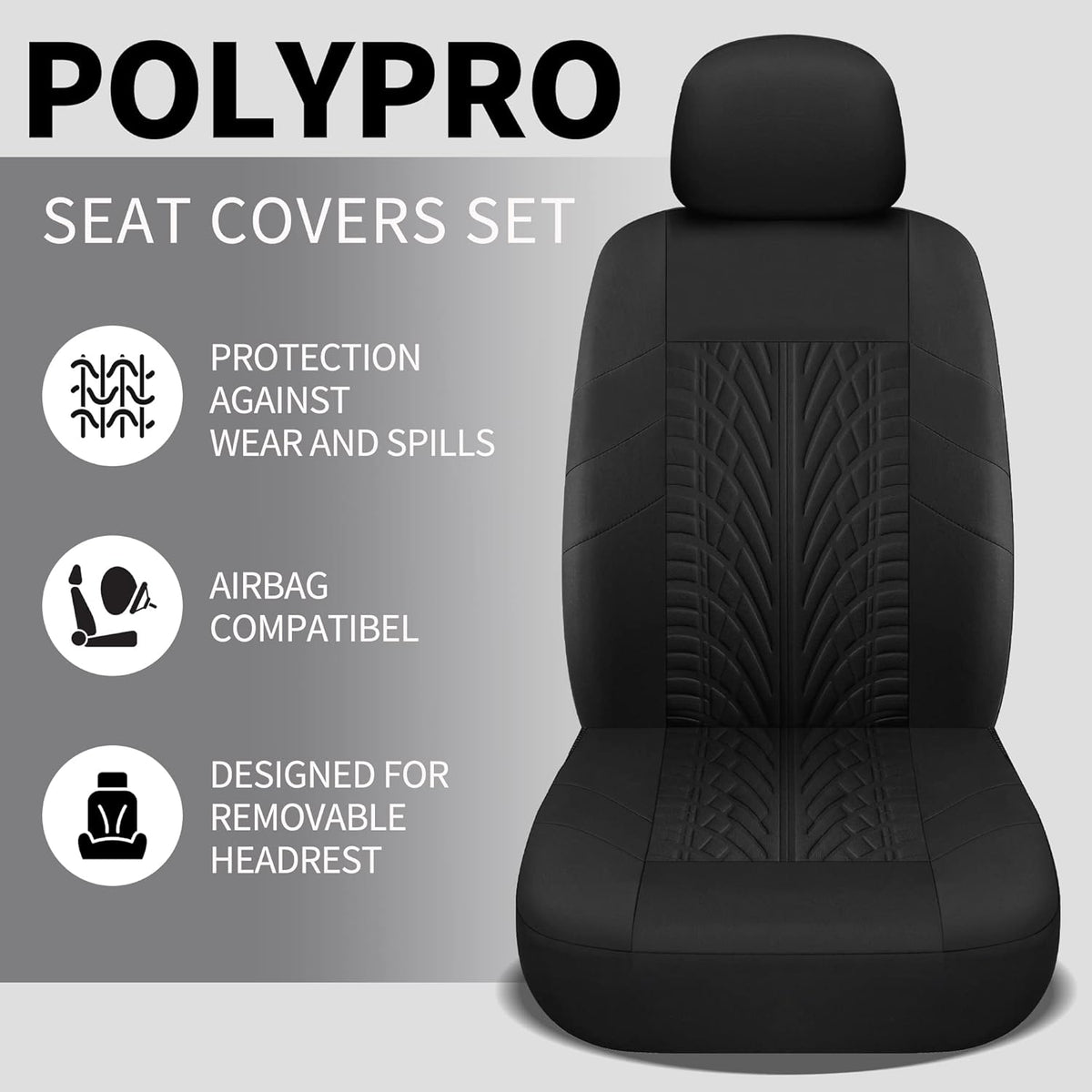 Car Seat Covers Full Set, Washable and Breathable Premium Cloth Automotive Vehicle Seat Cover for Car Interior