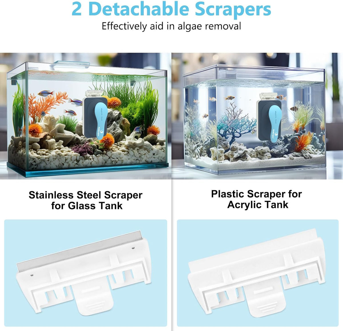 Aquarium Magnetic Glass Cleaner, Fish Tank Algae Cleaning Tool