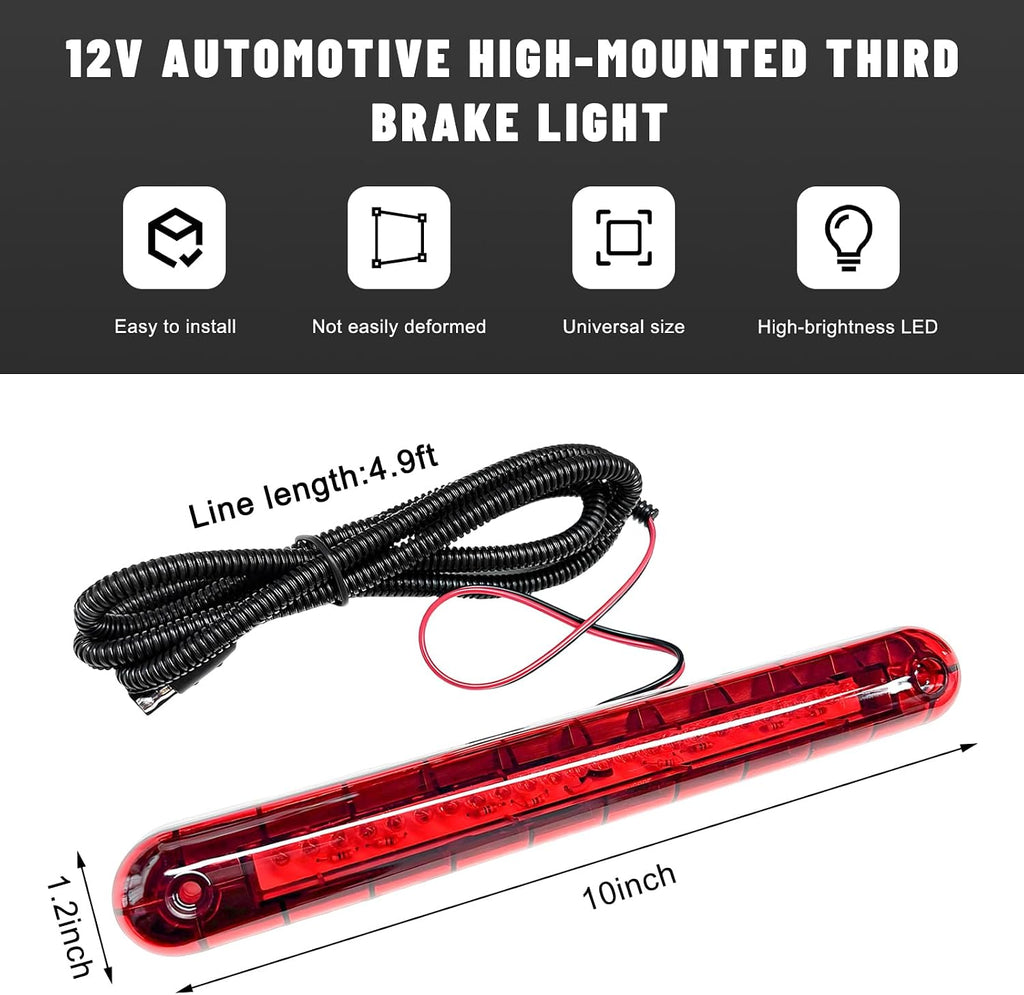 Third Brake Light, 24 LED 12V Waterproof Car High-Mounted Rear Brake Tail Lamp, High Level 3rd Braking Lamp Stop Light Assembly for Sedans SUVs Trucks, Car Accessories