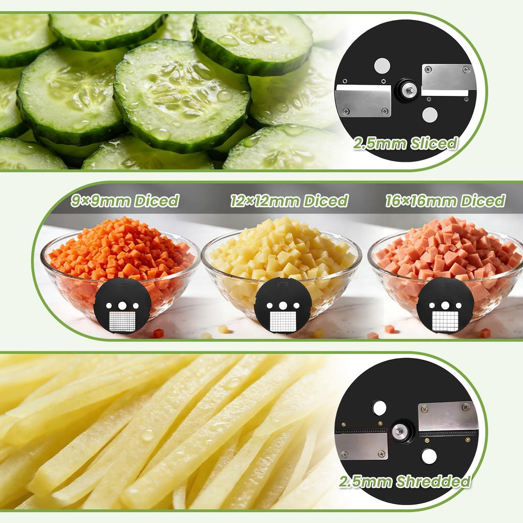 5 in 1 Commercial Food Processor, Electric Vegetable Chopper | Vegetable Dicer with 5 Blades, Dicer Slicer Shredder