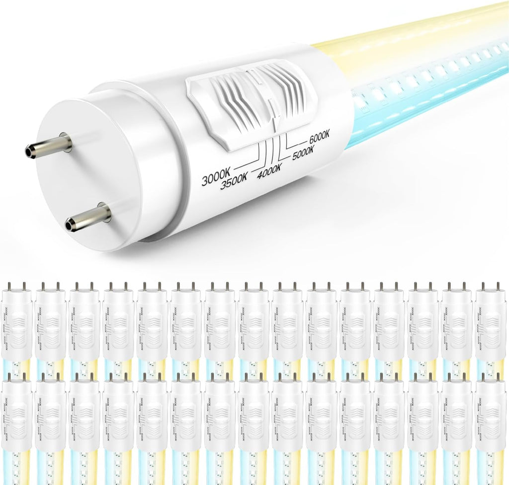 Sunco 30 Pack 4 Foot T8 LED Tube Light Bulbs, Ballast Bypass, 5CCT, 18W