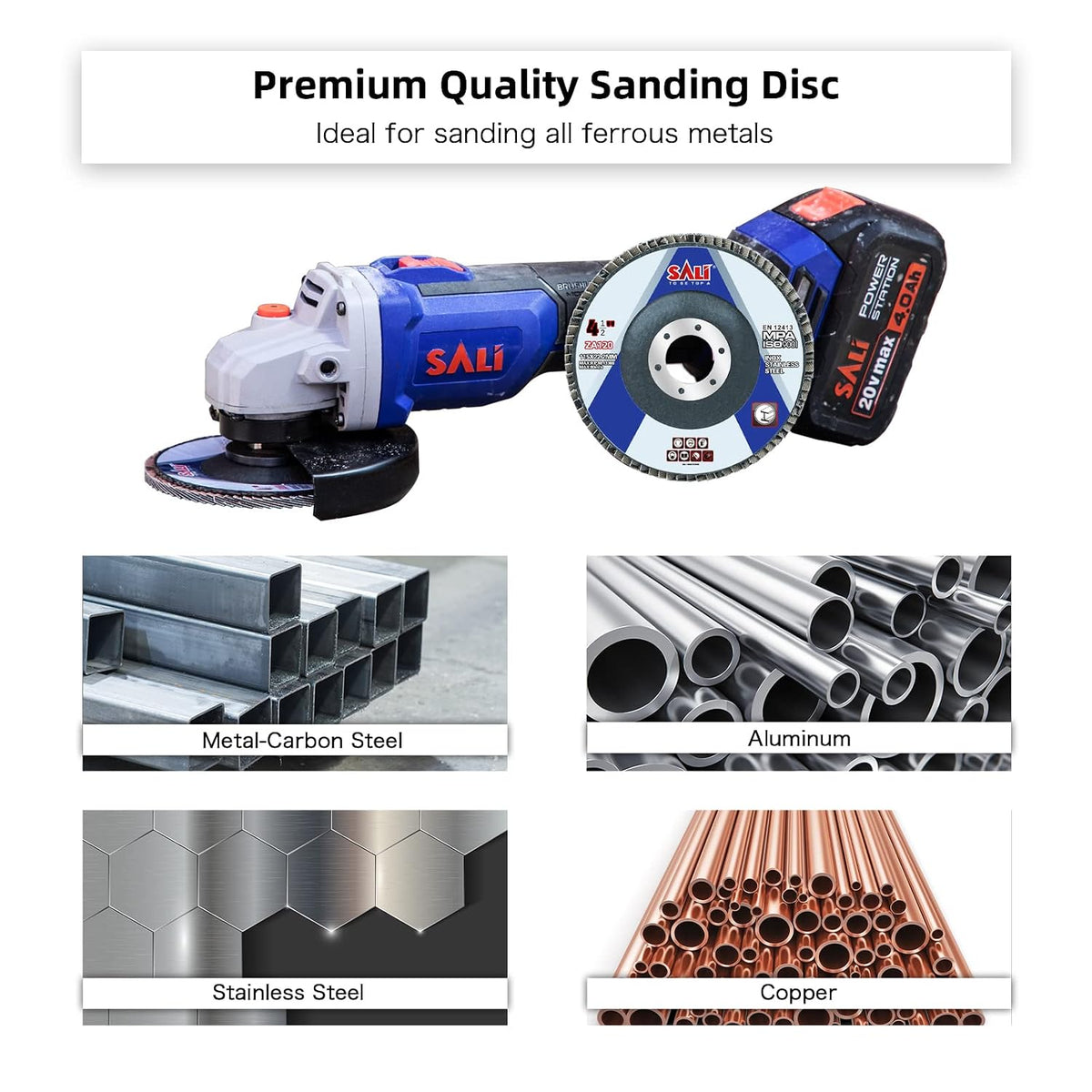Sali 12 Pack Zirconia Flap Disc 120 Grit 4.5" x 7/8-Inch Sanding Disc Bevel Type #29 Premium and Industrial Grade Angle Grinder Grinding Wheel High Performance Edge Grinding