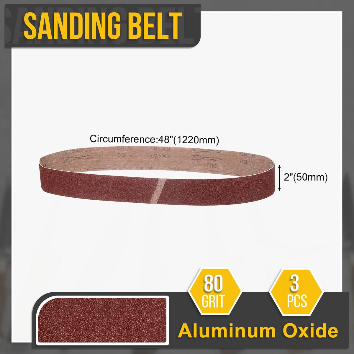 CoCud 2 x 48 Inch Sanding Belts, 3 Pcs 80 Grit Belt Sander Paper
