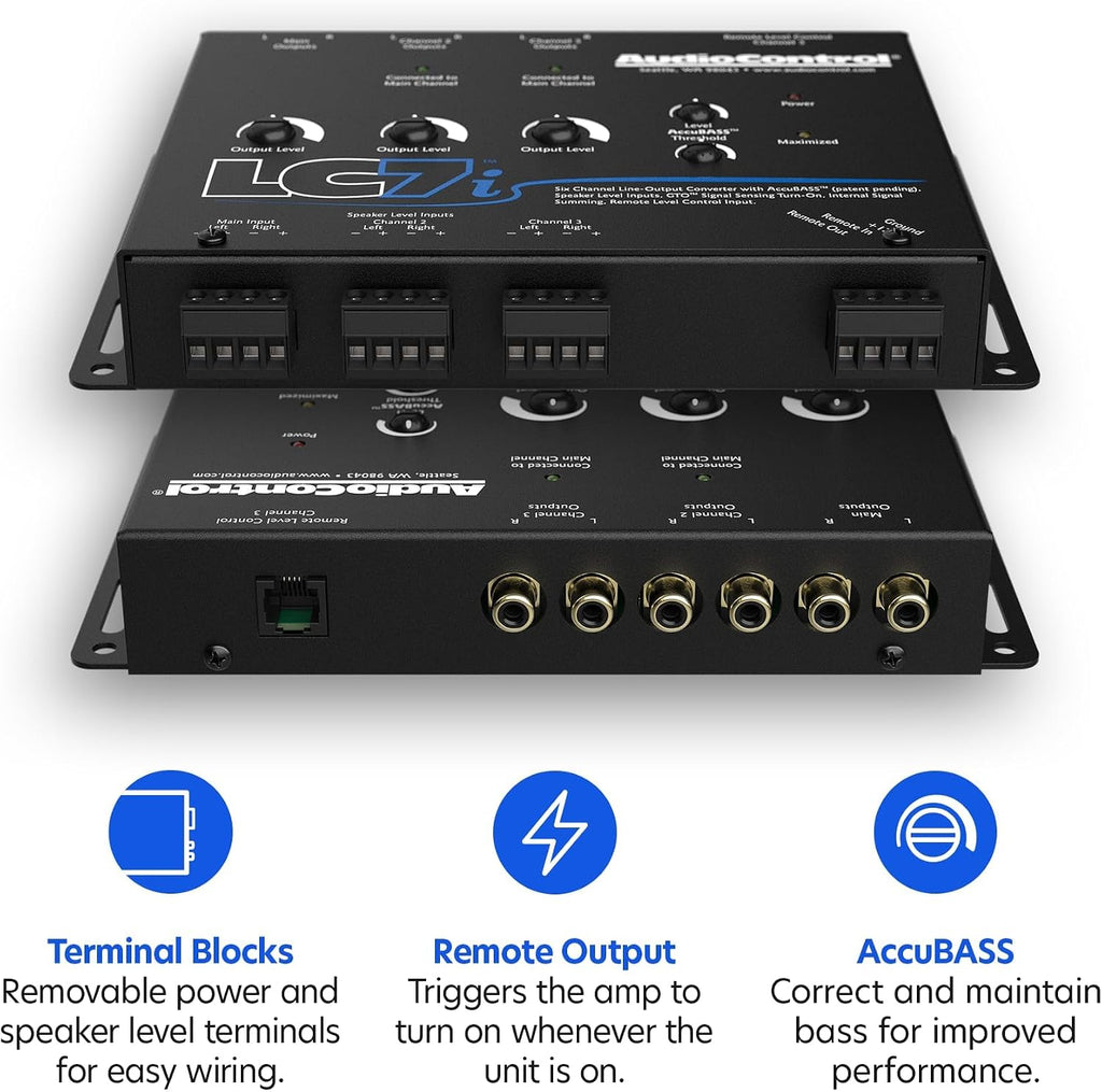 LC7i 6-Channel Active Line Output Converter with AccuBASS for Adding Subwoofers, Amplifiers to Factory Car Audio